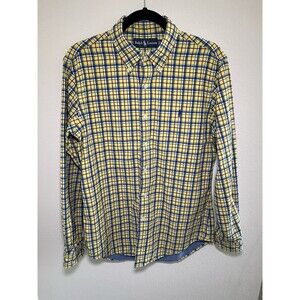 Ralph Lauren Shirt Men's Size M Yellow Plaid Denim Lined Long Sleeve Button Down